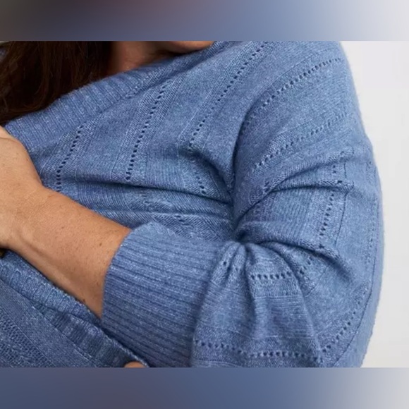 #x868 - Torrid Vegan Cashmere V-Neck Boyfriend Cardigan Sweater Dusty Blue - Picture 5 of 14